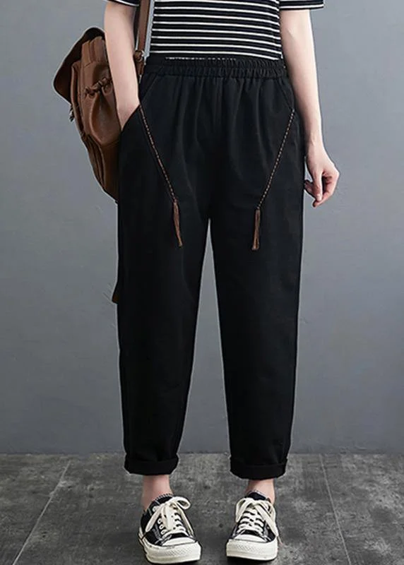 Vivid Black Jeans Slim Spring Solid Design Wide Leg Pants