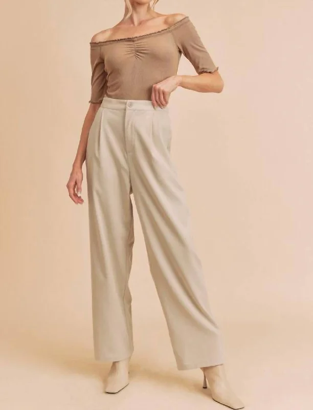 Wide Leg Trousers In Oat